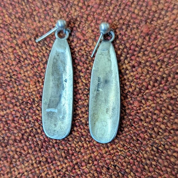 Vintage Gibson Gene Navajo Sterling Silver Earrings Native American Dancer Boho - Picture 8 of 8